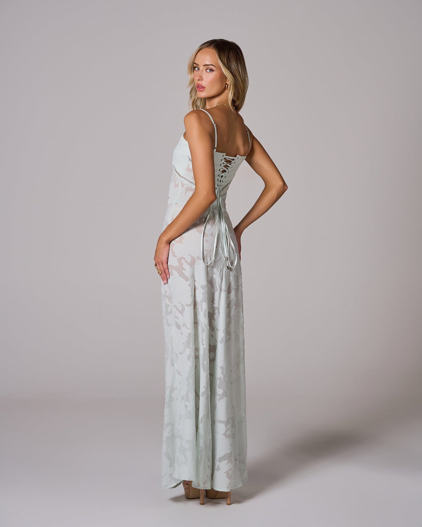 Floral Lace Back Maxi Dress