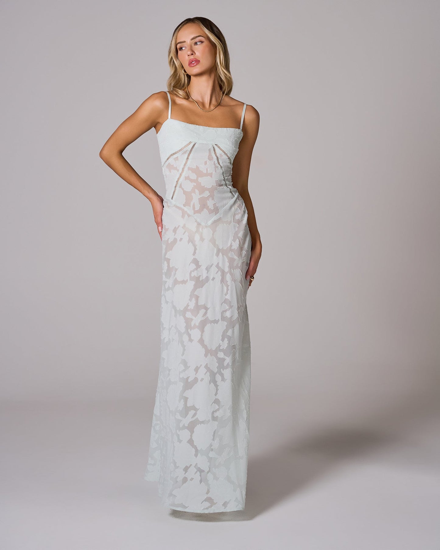 Floral Lace Back Maxi Dress