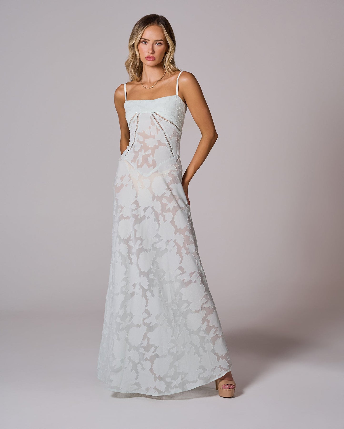 Floral Lace Back Maxi Dress