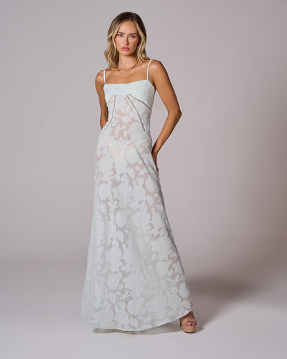 Floral Lace Back Maxi Dress