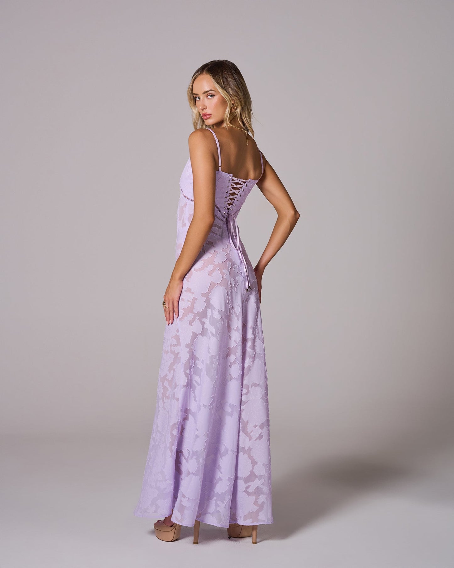 Floral Lace Back Maxi Dress