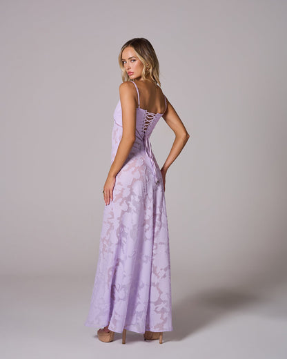 Floral Lace Back Maxi Dress