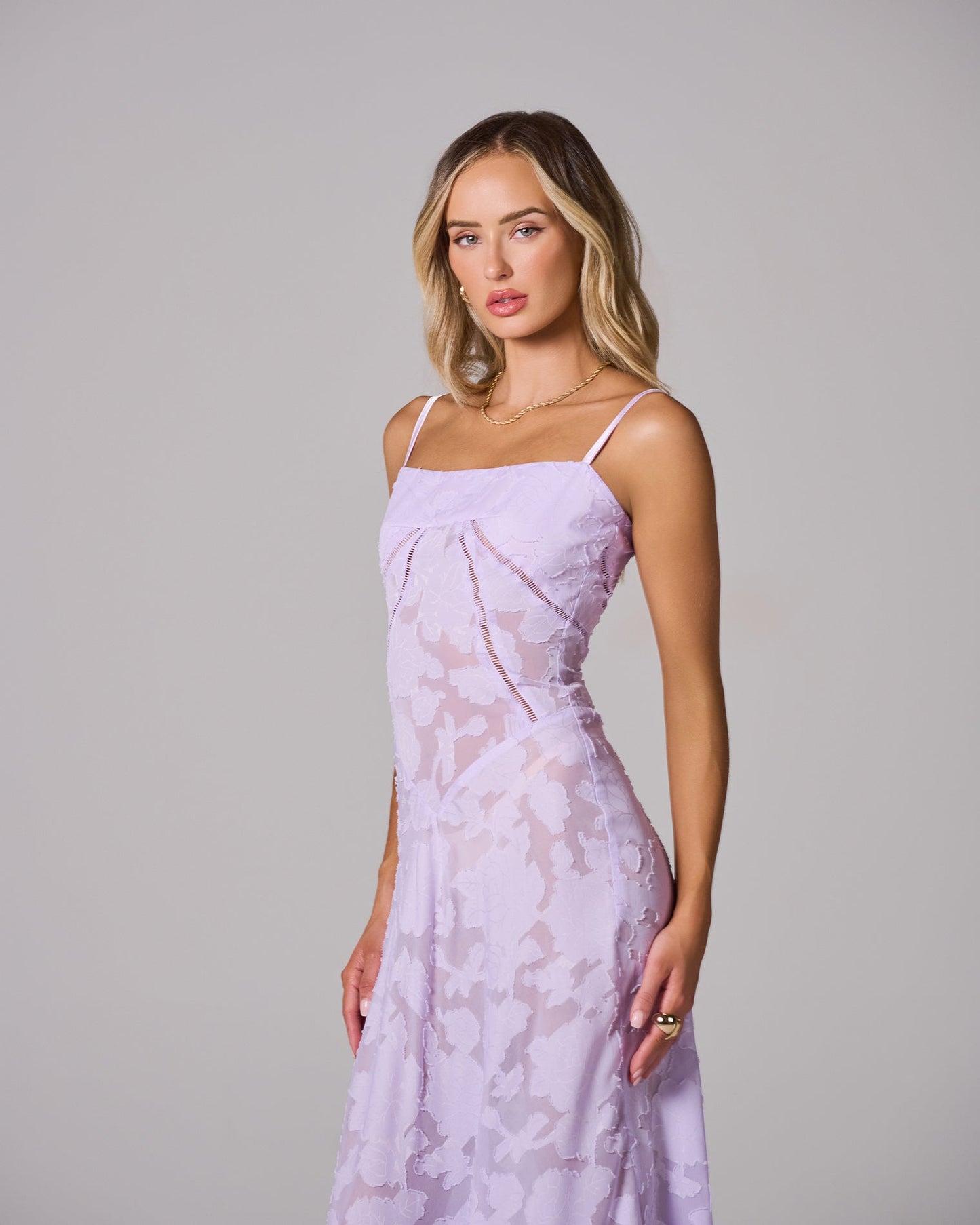 Floral Lace Back Maxi Dress
