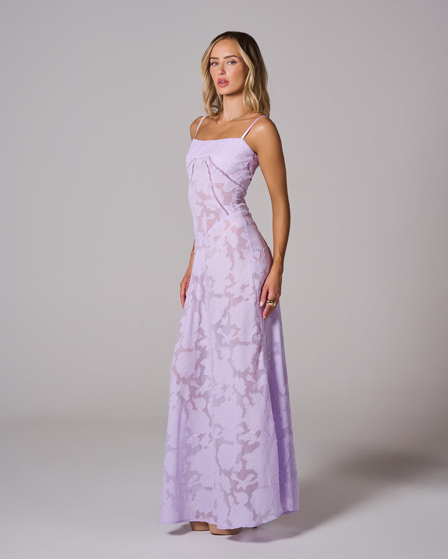 Floral Lace Back Maxi Dress