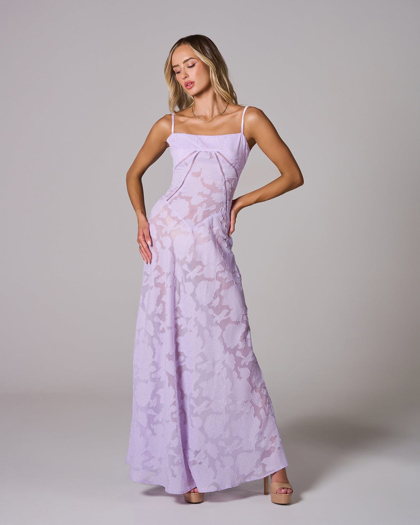 Floral Lace Back Maxi Dress