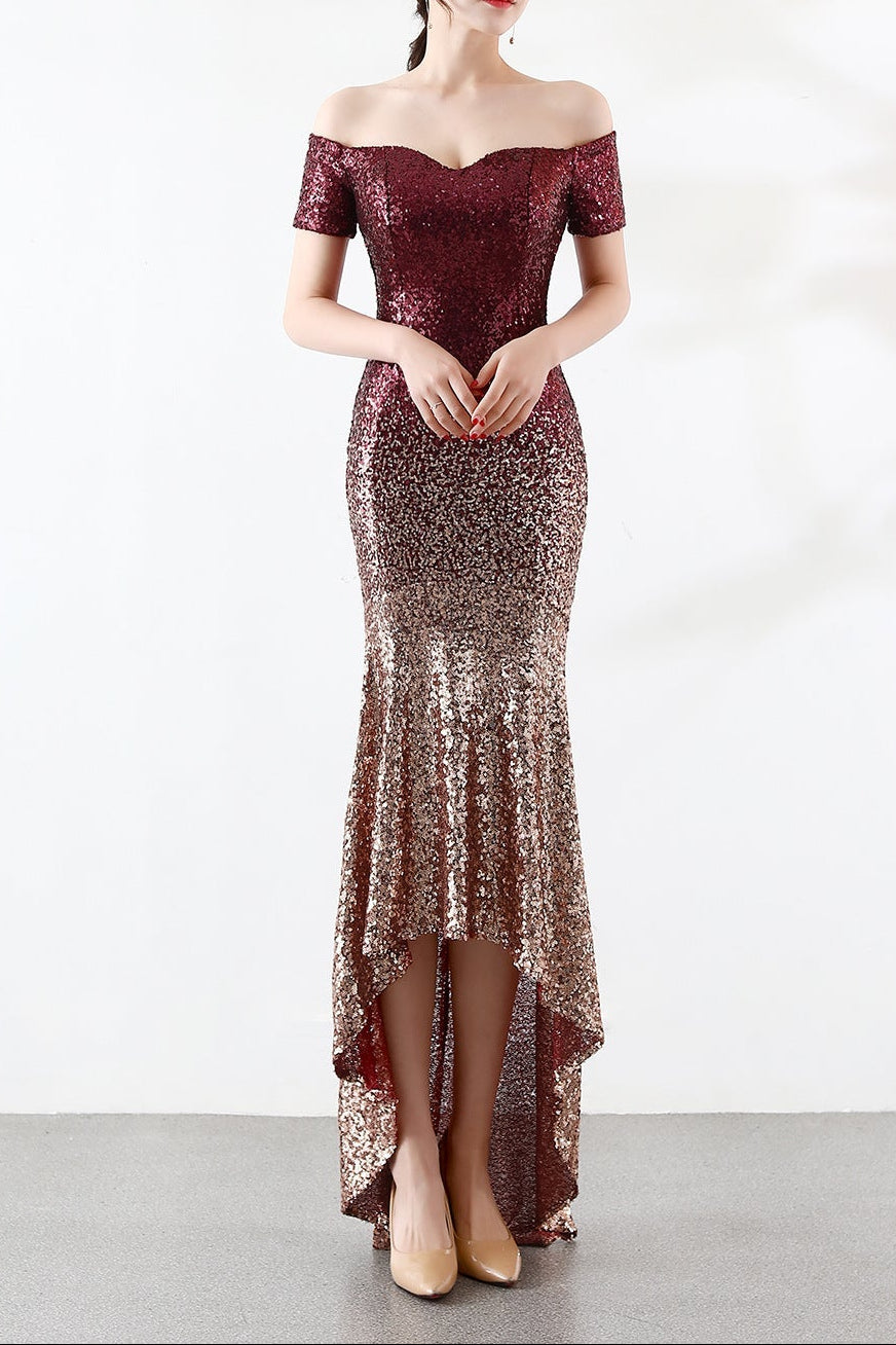 Gradient Beaded Formal Dress