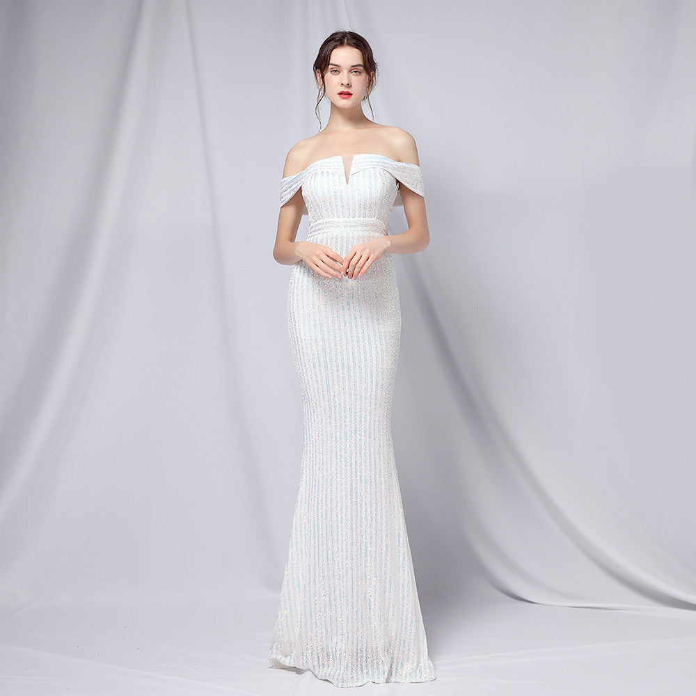 Off The Shoulder Fishtail Formal Dress