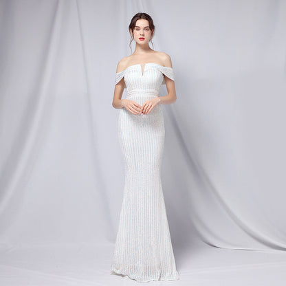 Off The Shoulder Fishtail Formal Dress