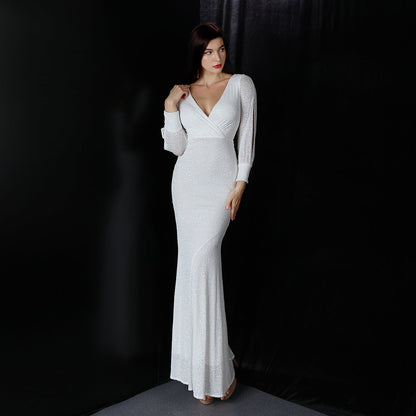 Sleeve Sequin Formal Dress