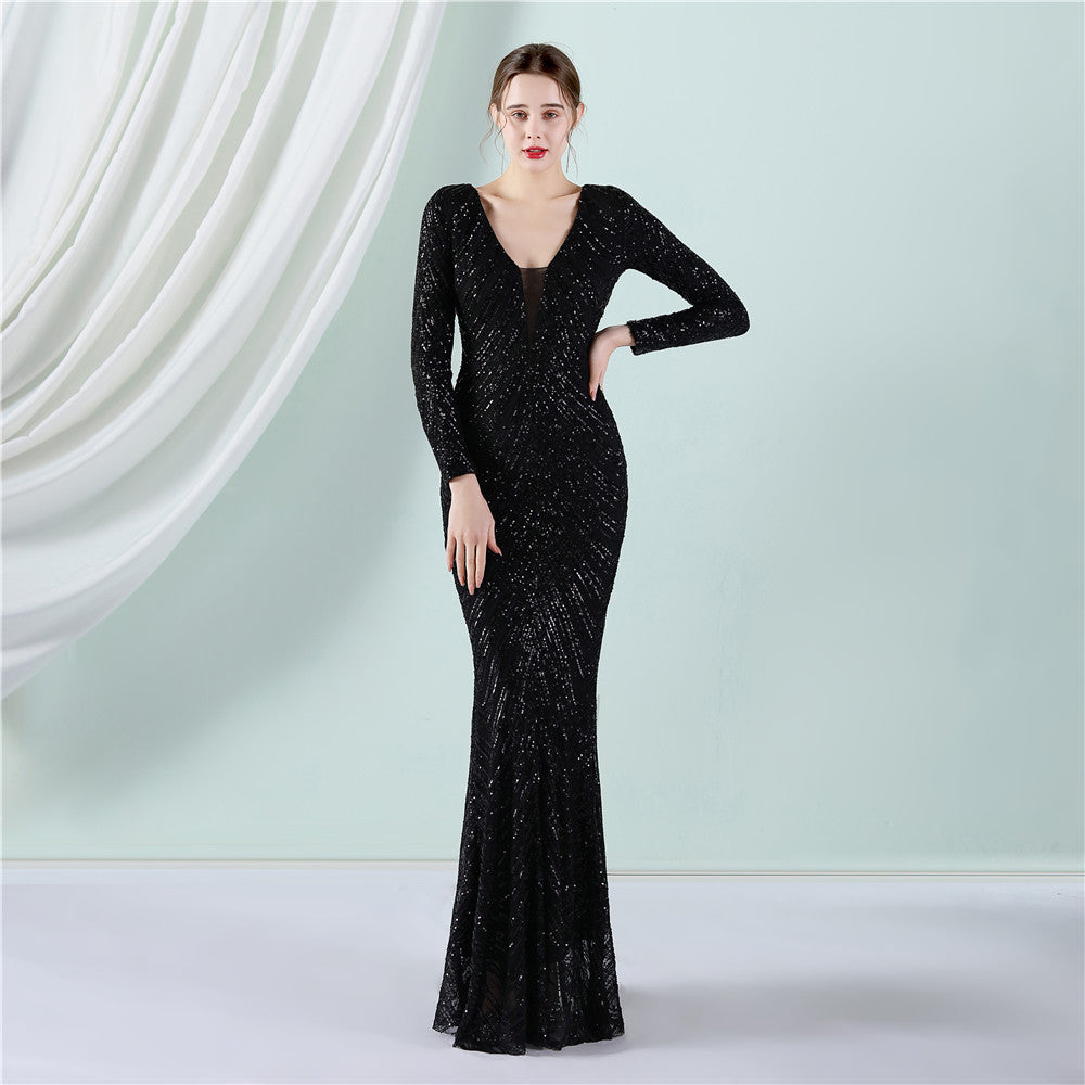 Sequined Fishtail Formal Dress