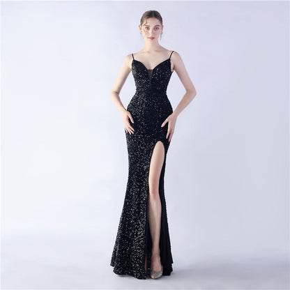 Azura Long Spaghetti Strap Evening Formal Gown