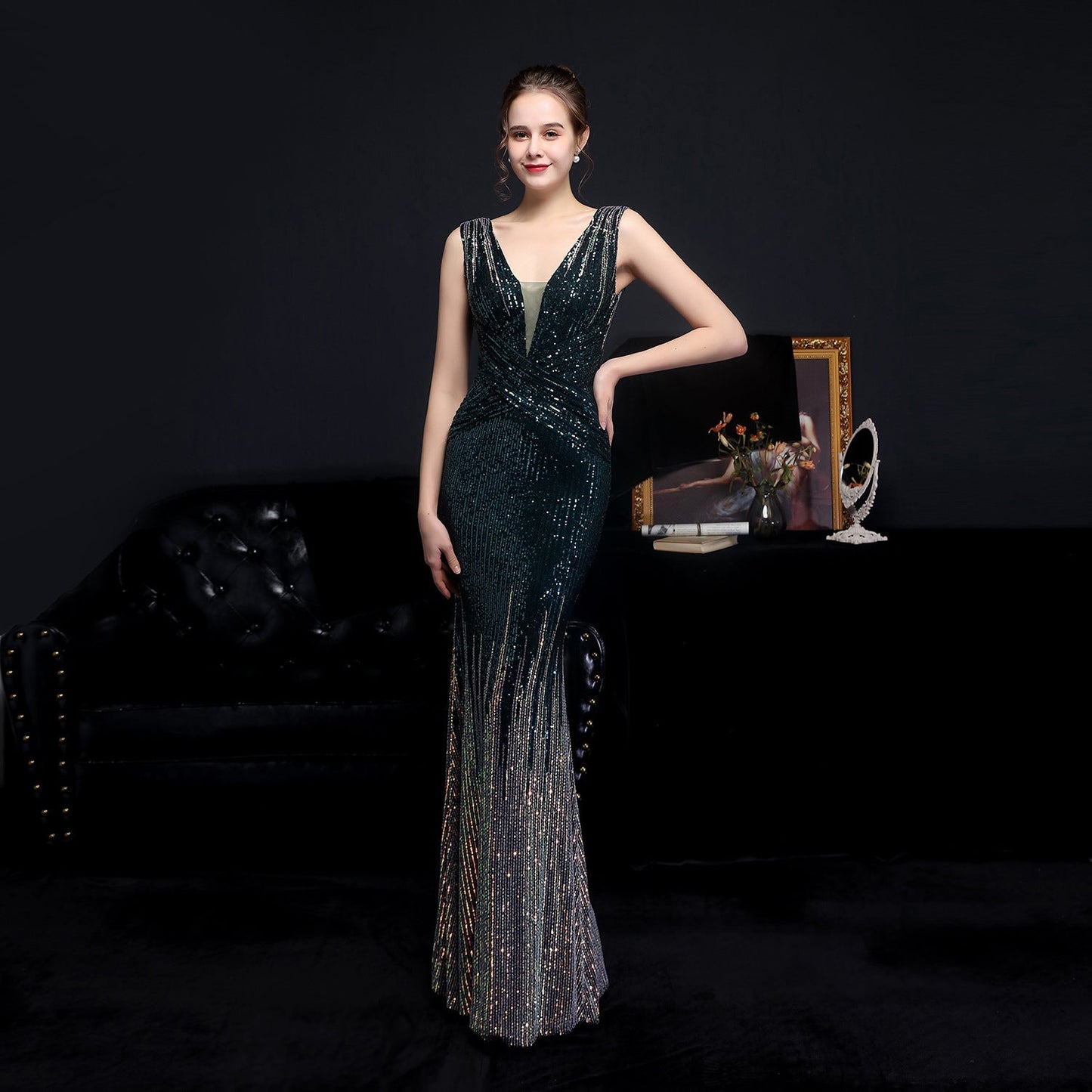 Sleeveless Sequin Formal Dress