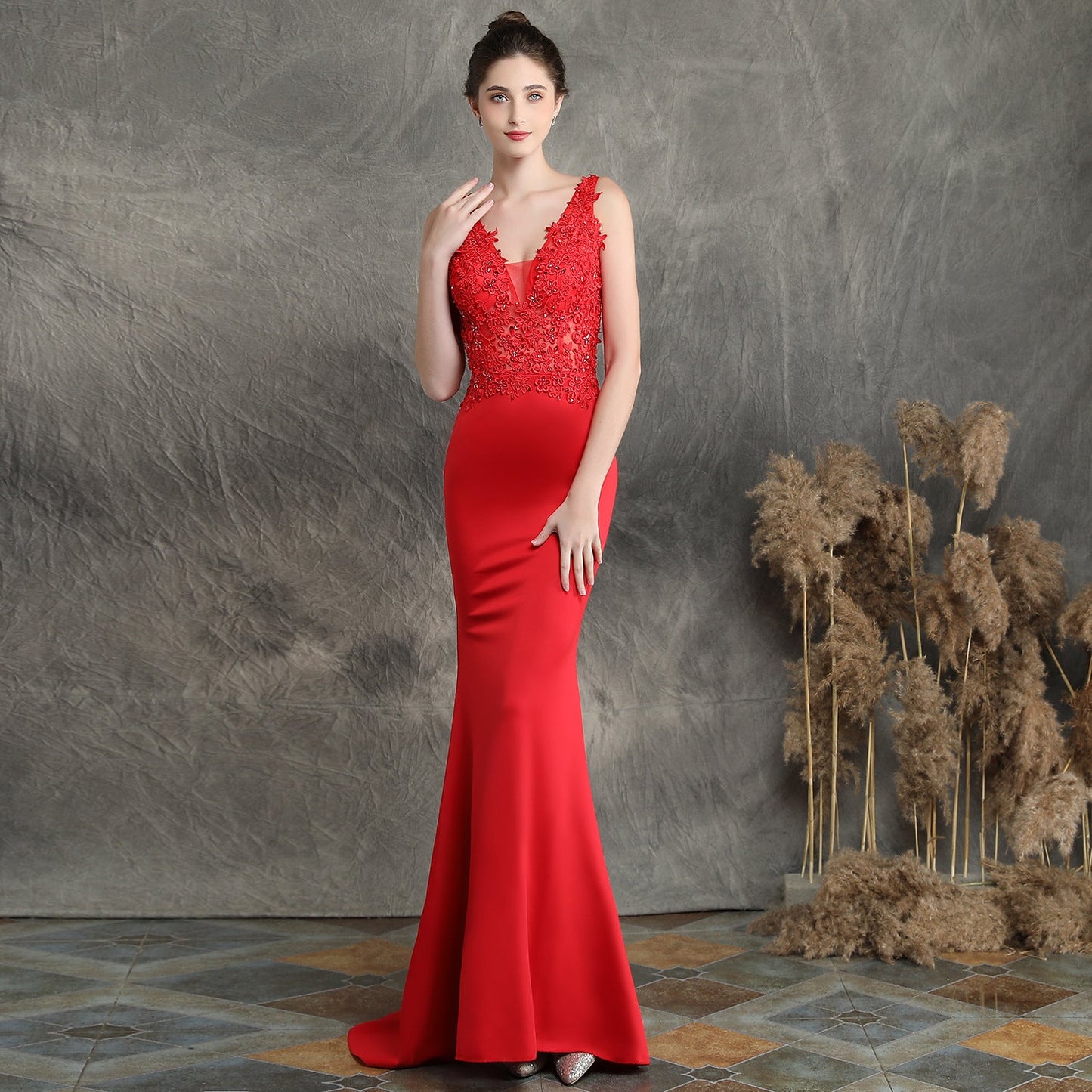 Handmade Applique Beaded Formal Dress