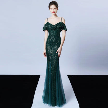 Silk Thread Fringe Beaded Formal Dresses