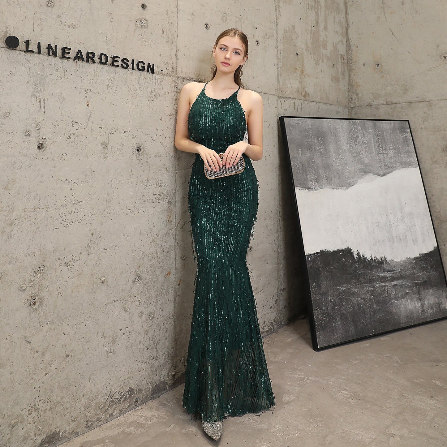Silk Thread Fringe Beaded Formal Dresses