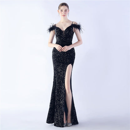 Abito formale in paillettes ad alta densità di pelo di cammello 