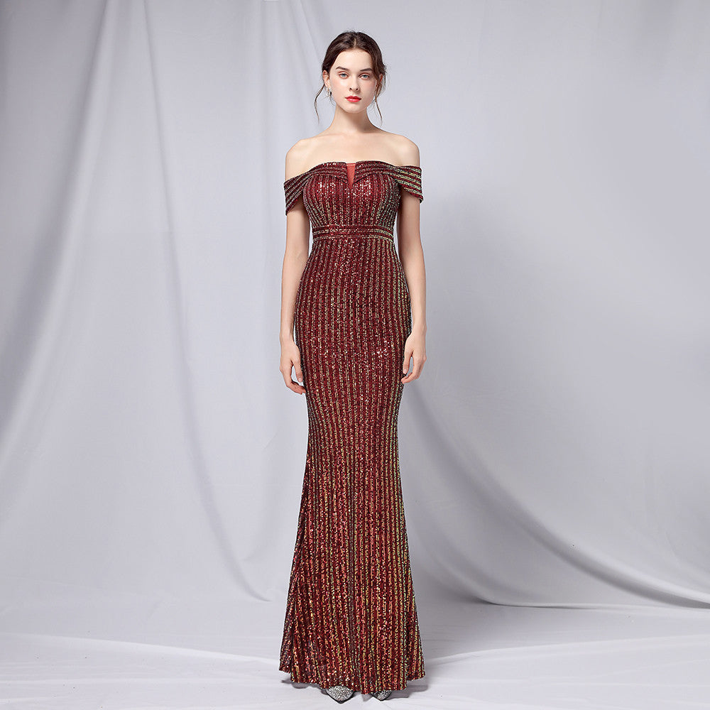Off The Shoulder Fishtail Formal Dress