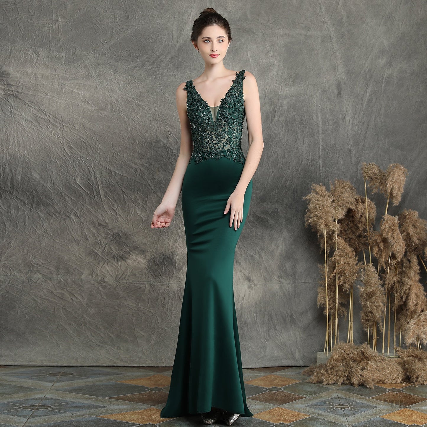Handmade Applique Beaded Formal Dress