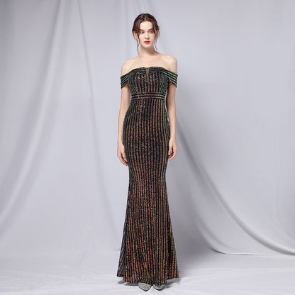 Off The Shoulder Fishtail Formal Dress