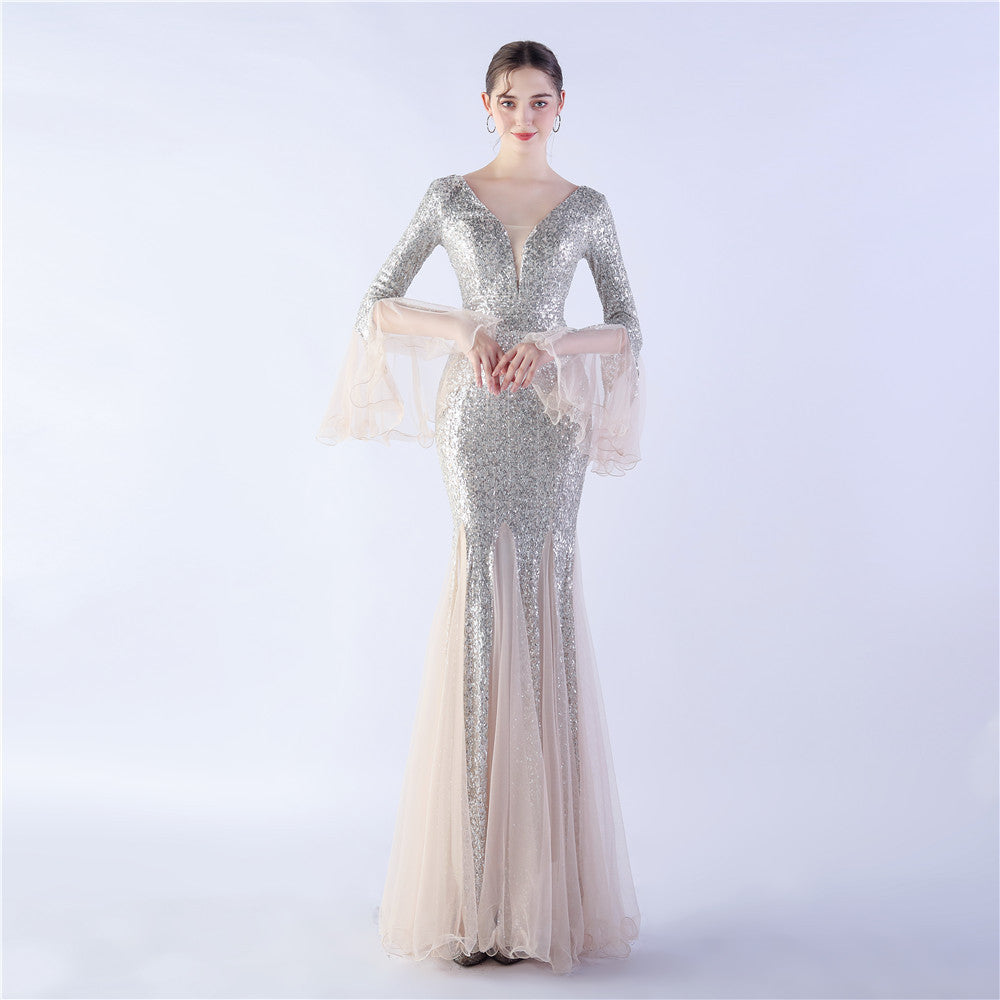Trimmed Mesh Formal Gown