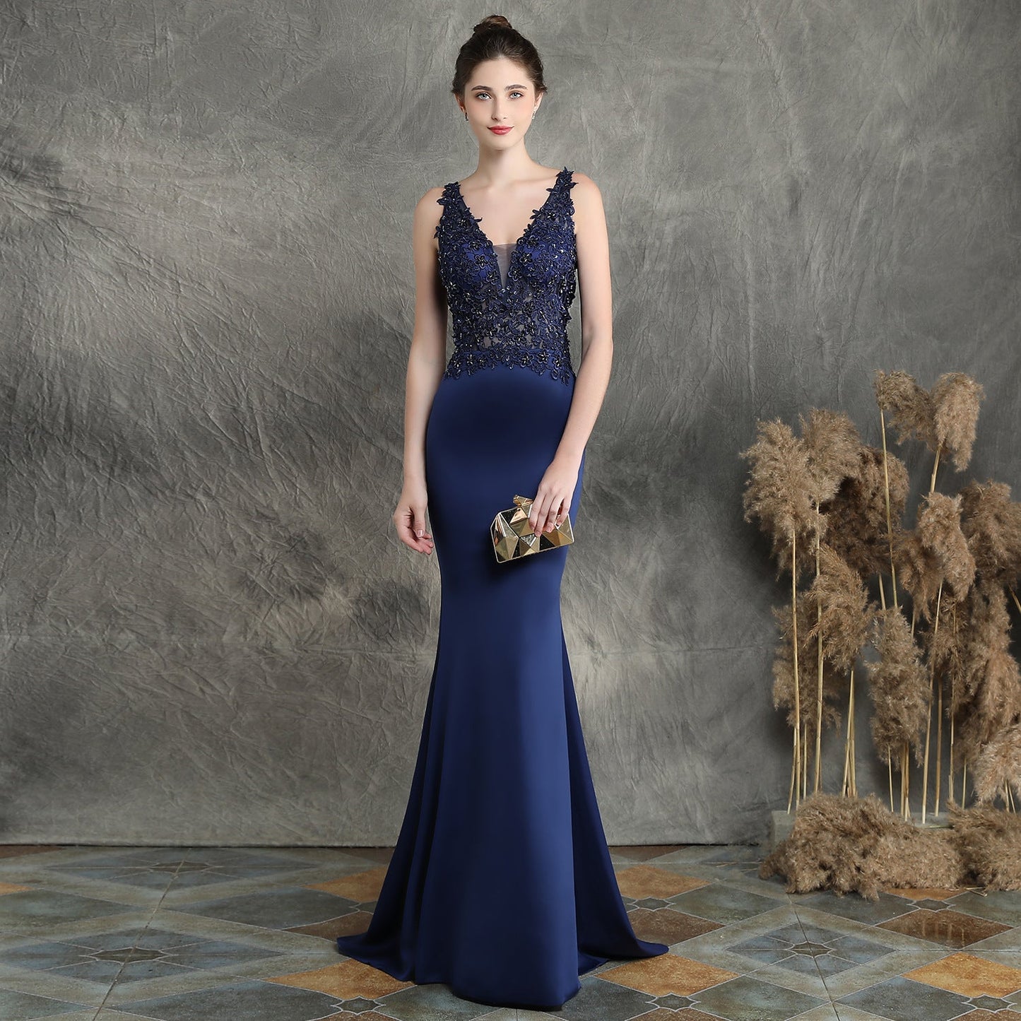 Handmade Applique Beaded Formal Dress