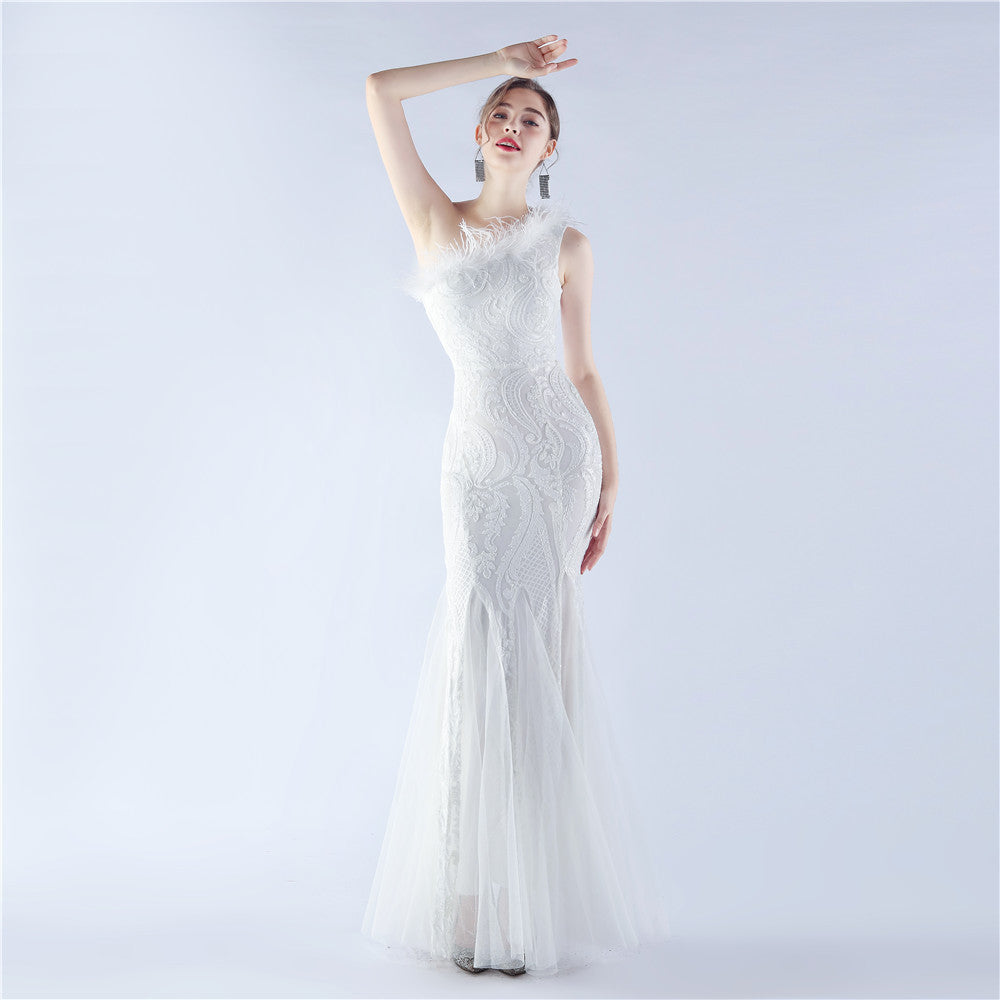 Mesh Sequined Formal Dress