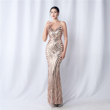 Beaded Halter Formal Dress