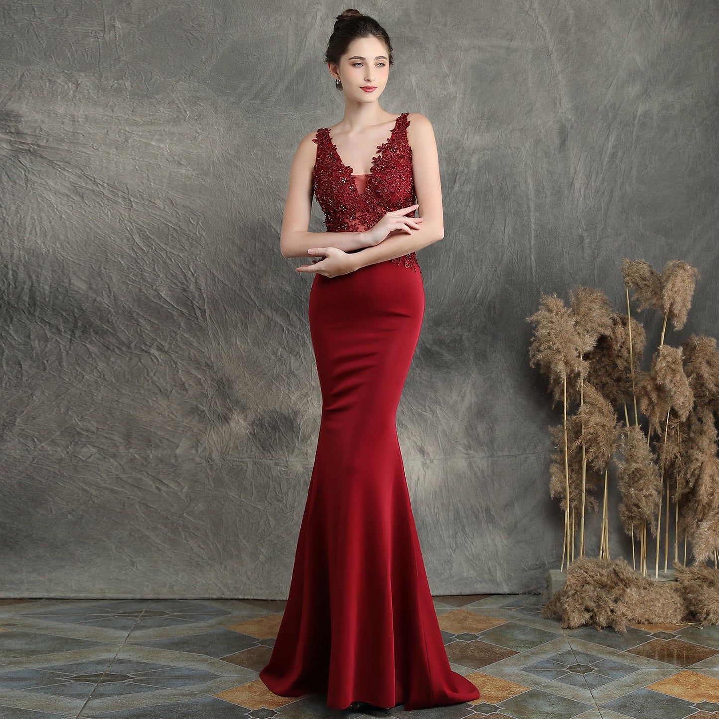 Handmade Applique Beaded Formal Dress