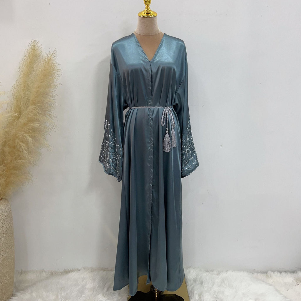 1pcs Satin Cardigan Handmade Beaded Dress Robe