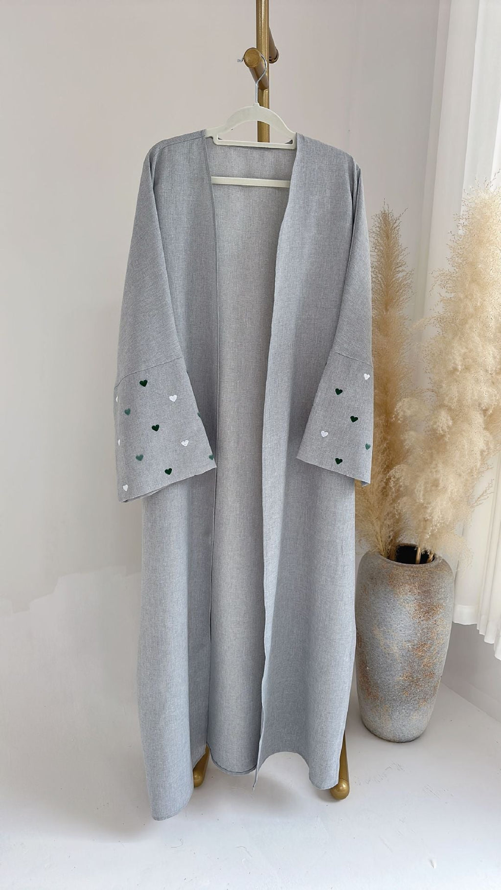 2pcs Set Heart Embroidered Cardigan Robe and Love Hijab