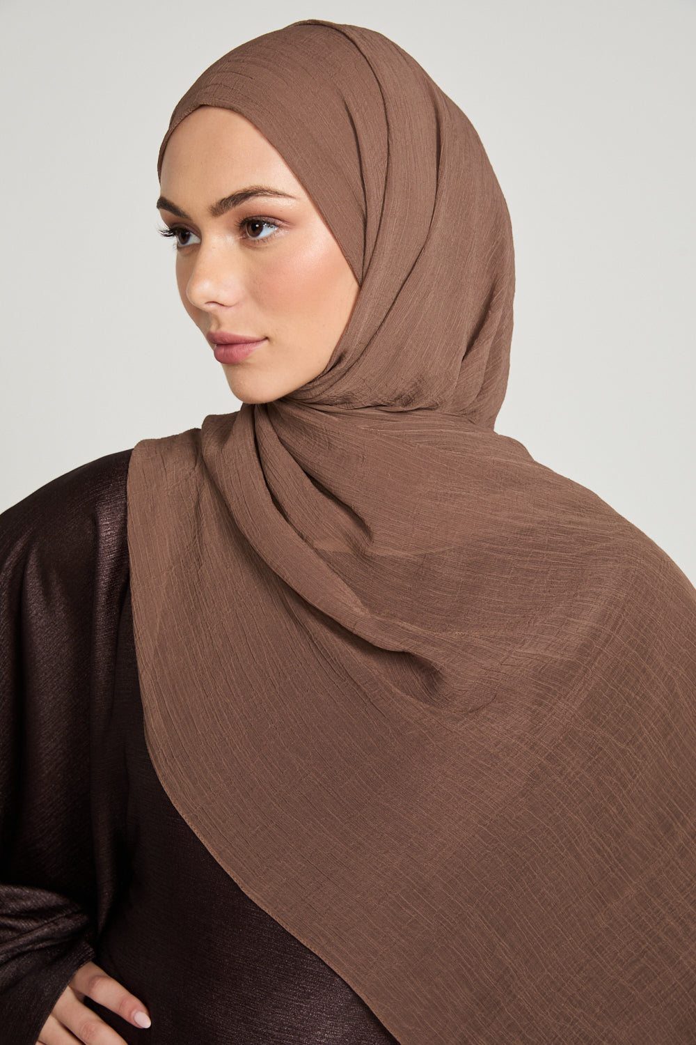 Luxury Soft Crush Hijab - Smoked Caramel