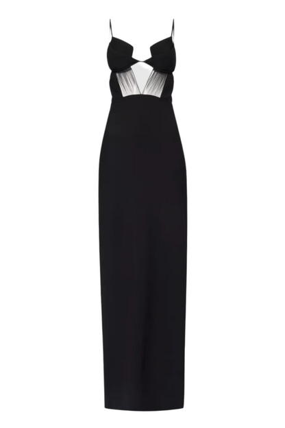 Sathva Cutout Mesh Maxi Bandage Dress