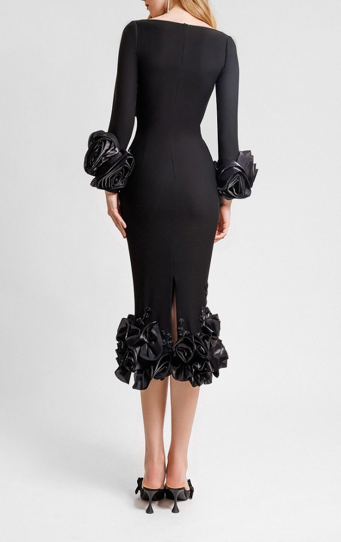 JELENA フラワーズ ミディ バンデージドレス