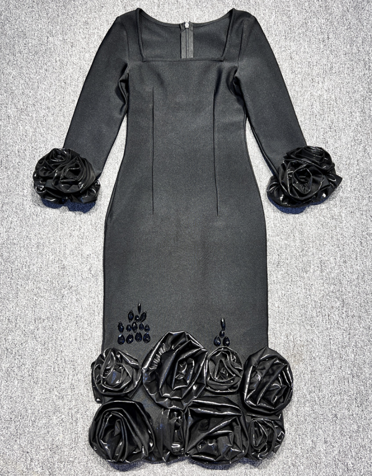 JELENA フラワーズ ミディ バンデージドレス