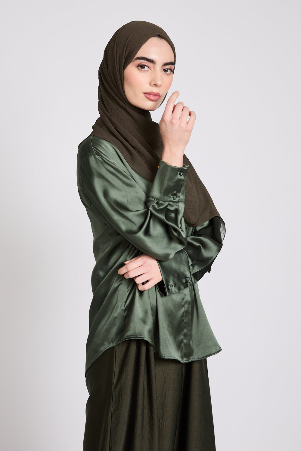 Luxury Soft Crush Hijab - Olive Brown