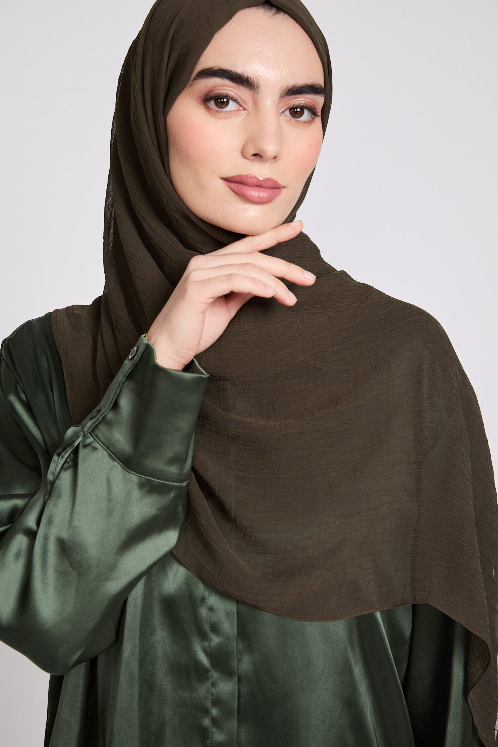Luxury Soft Crush Hijab - Olive Brown