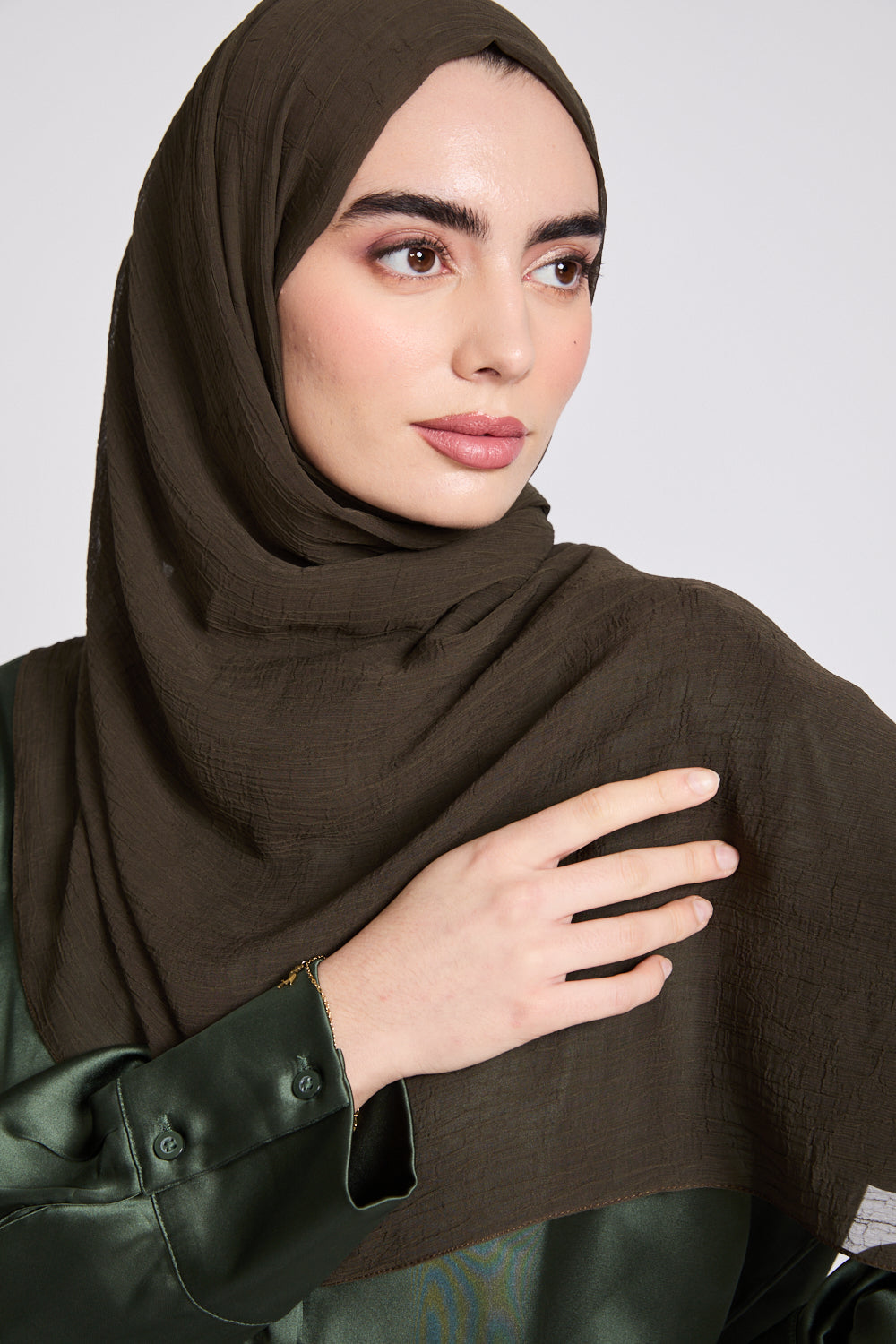 Luxury Soft Crush Hijab - Olive Brown