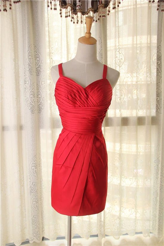 Red pleated mini dress