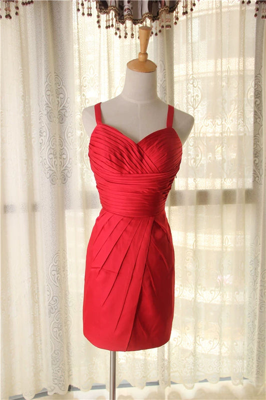 Red pleated mini dress