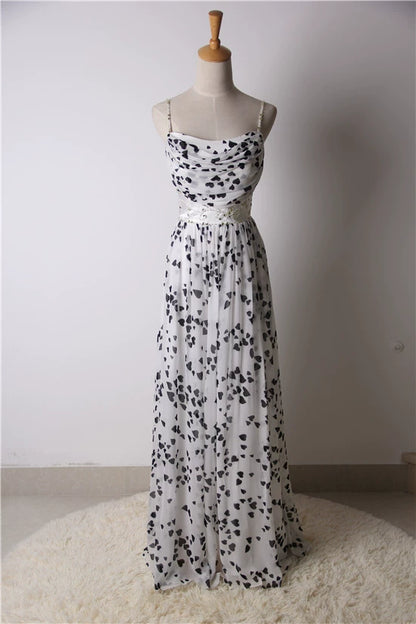 Chiffon Print Long Slip Stretch Dress