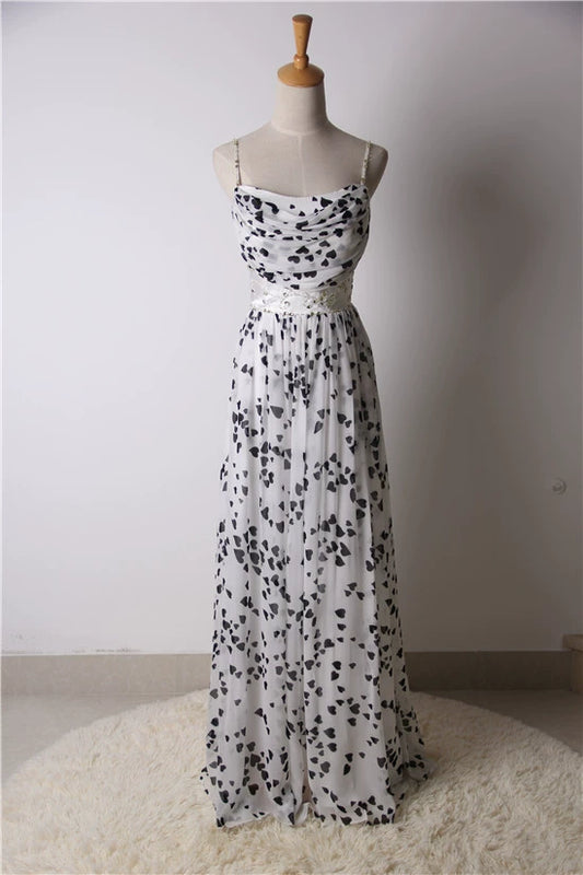 Chiffon Print Long Slip Stretch Dress