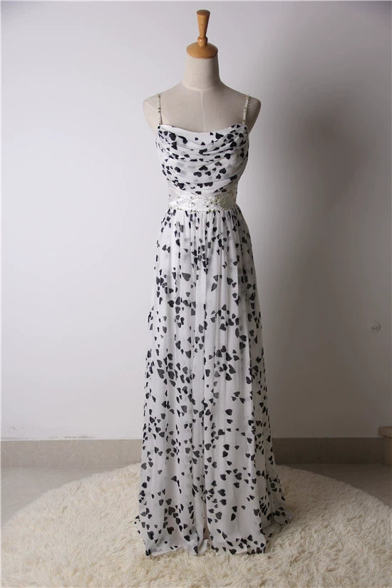 Chiffon Print Long Slip Stretch Dress