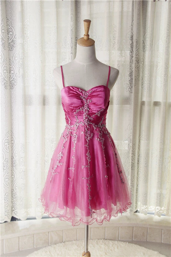 Rose red suspender mini tulle skirt