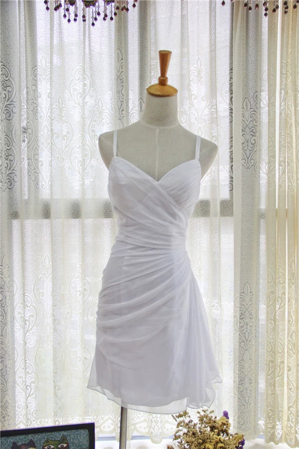 White chiffon suspender slim mini dress