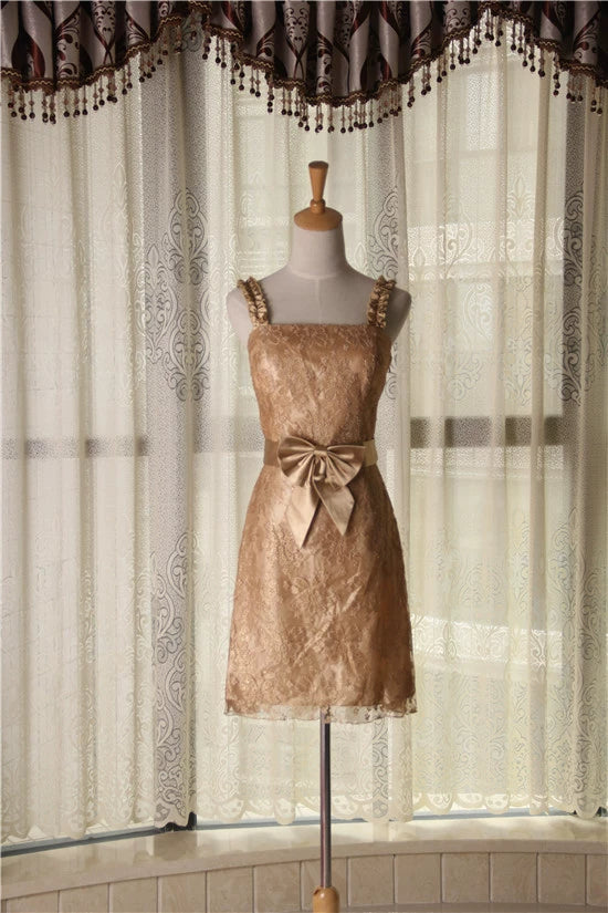 Gold Lace Bow mini Dress