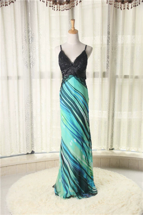 Printed backless chiffon maxi dress