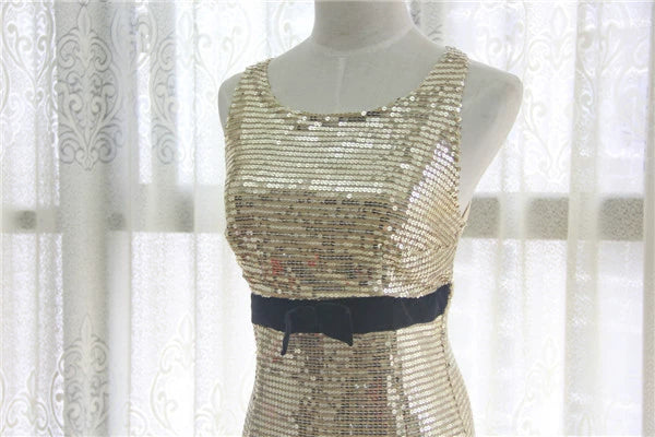 Gold sequined mini vest dress