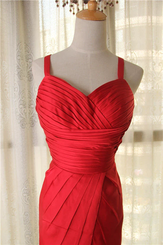 Red pleated mini dress
