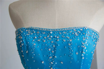 Blue organza tutu maxi dress with back straps