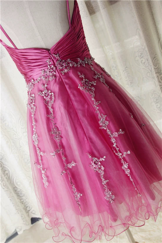 Rose red suspender mini tulle skirt